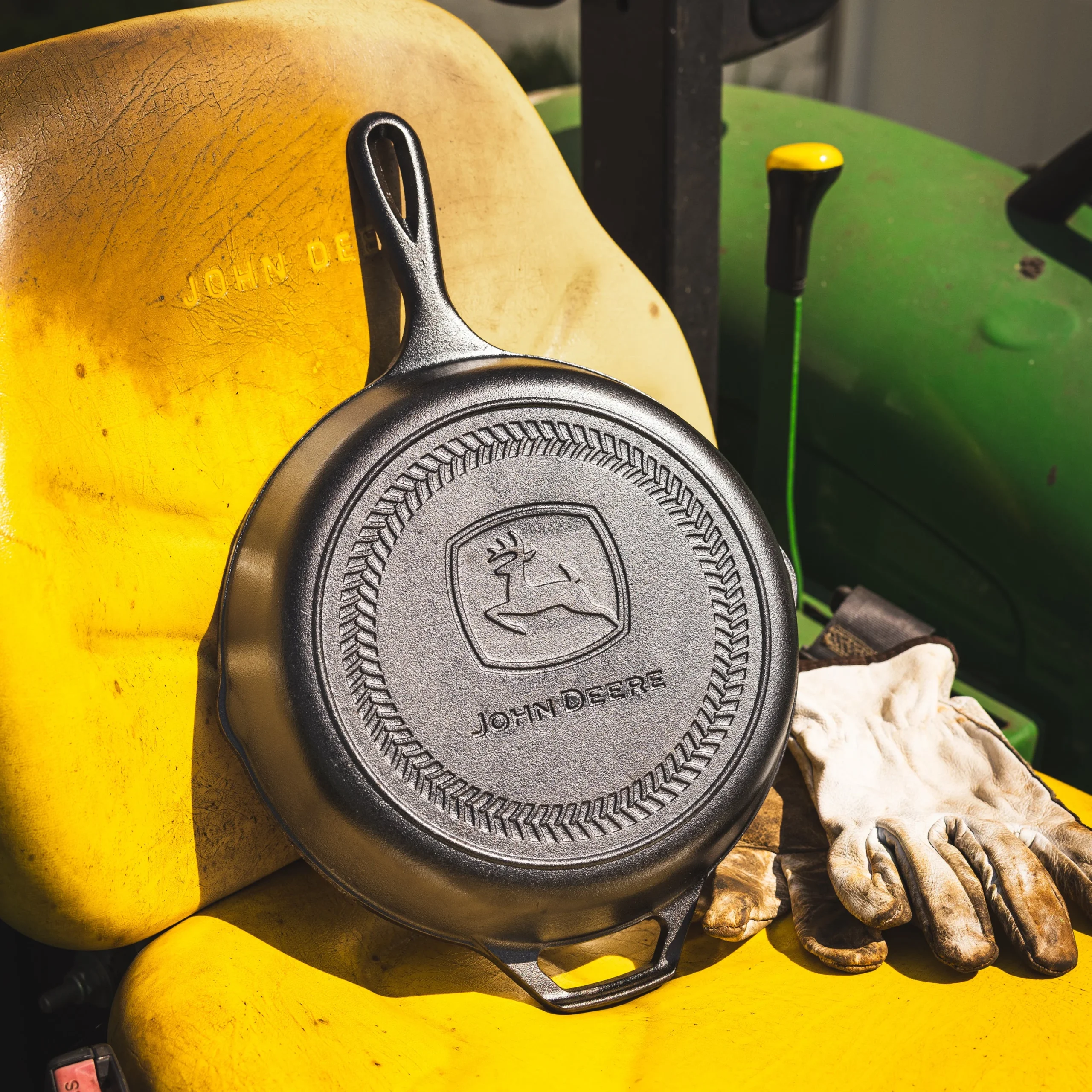 10.25 Inch Seasoned Cast Iron Skillet, John Deere Logo - Image 4