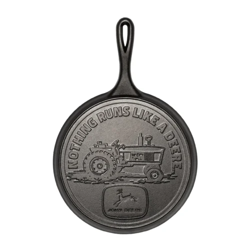 10.5 Inch Seasoned Cast Iron Griddle, John Deere Tractor