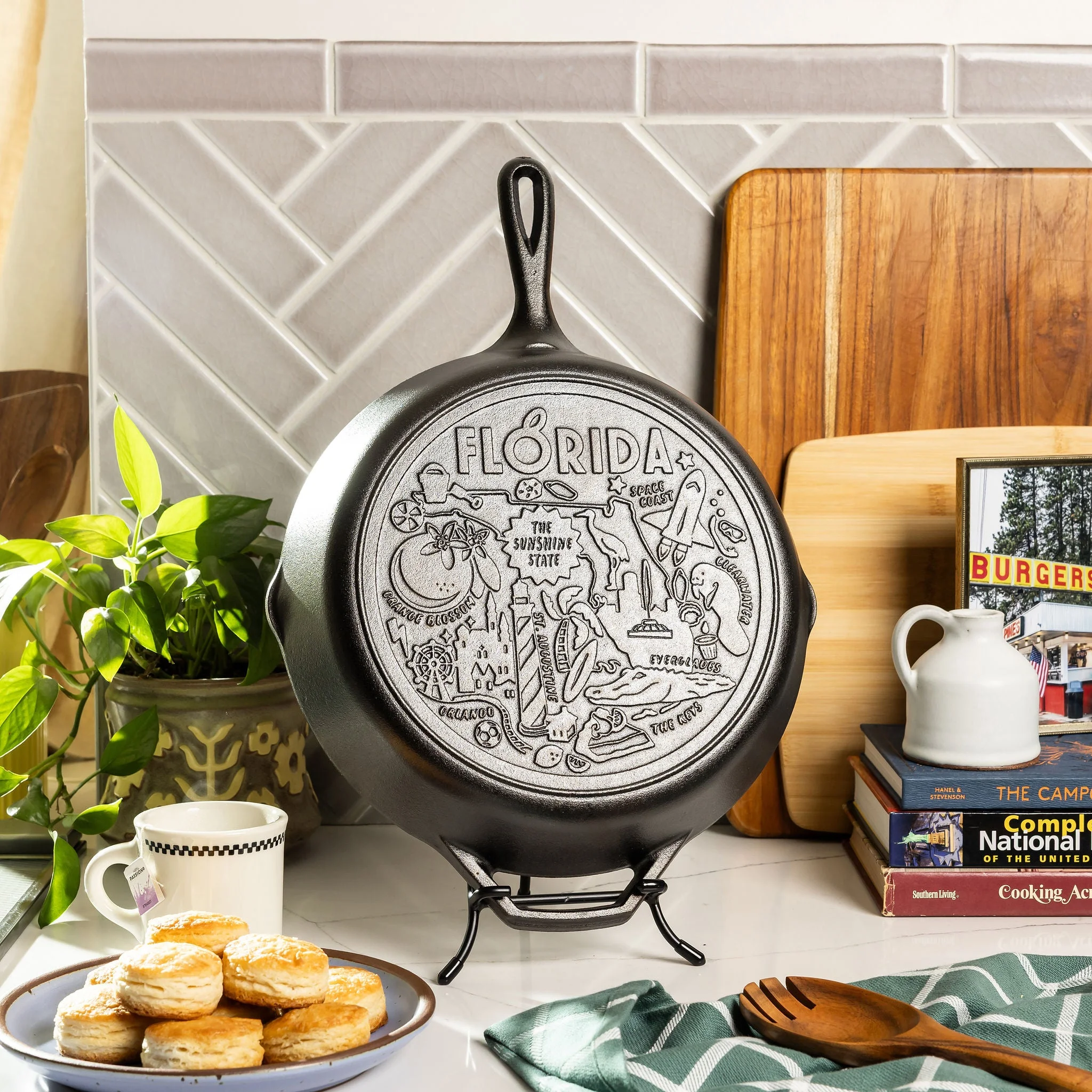 American Road Trip: 12 Inch Seasoned Cast Iron Skillet, Florida - Image 2