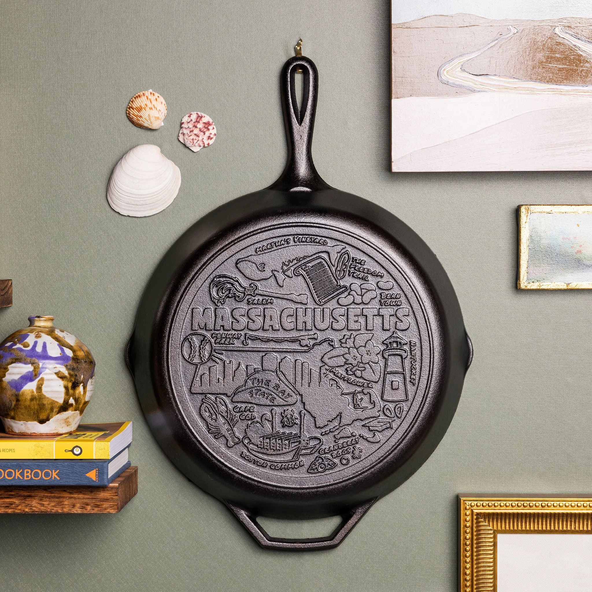 American Road Trip: 12 Inch Seasoned Cast Iron Skillet, Massachusetts - Image 2