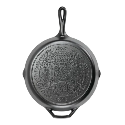 Alternative view of 12 Inch Seasoned Cast Iron Butterfly Sugar Skull Skillet