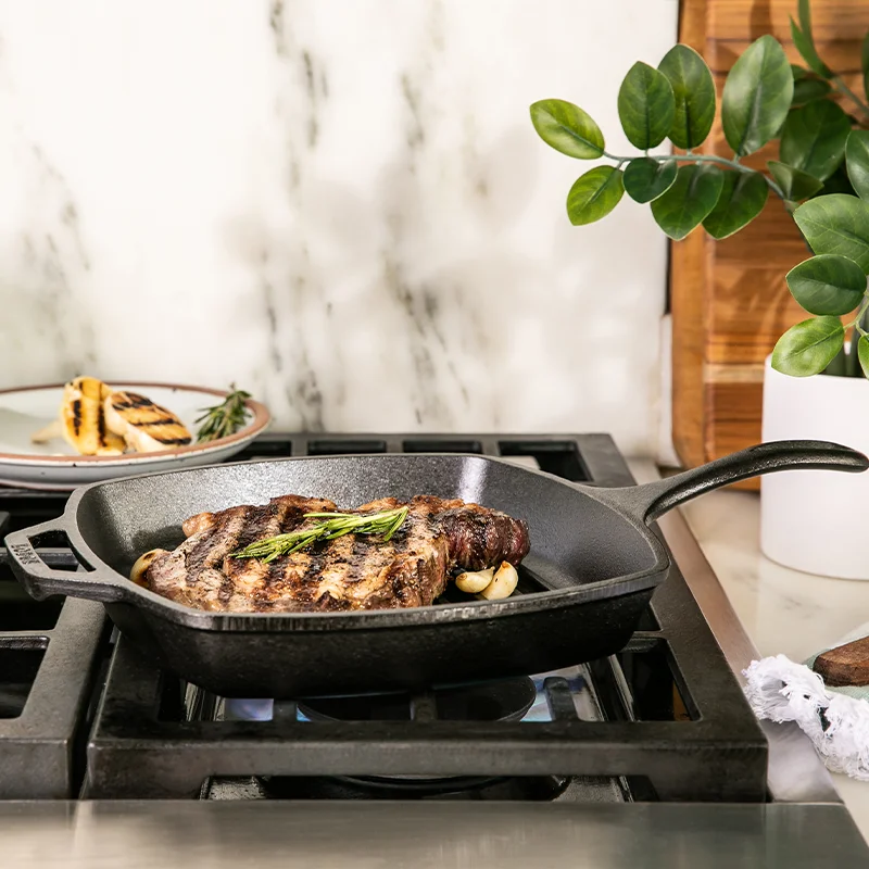 10.5 Inch Square Cast Iron Grill Pan - Image 3