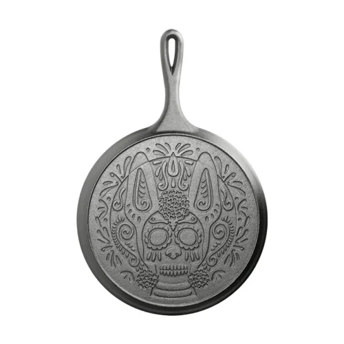 Alternative view of 10.5 Inch Seasoned Cast Iron Xolo Sugar Skull Griddle
