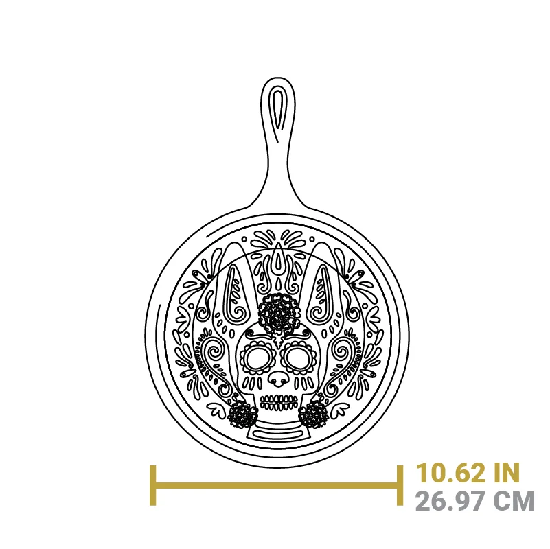 10.5 Inch Seasoned Cast Iron Xolo Sugar Skull Griddle - Image 8